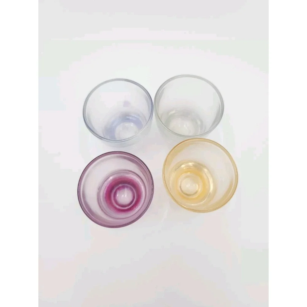 Parisienne Cordial Set Iridescent‎ Multi Color Glasses Pink Decanter France Vtg